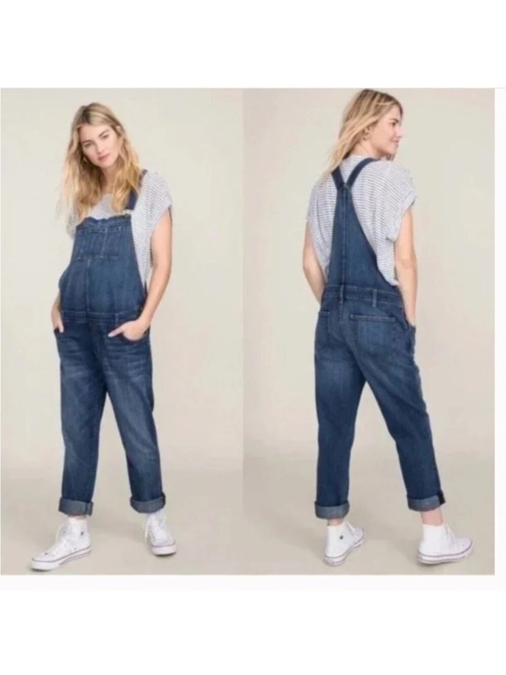 Current/Elliott x HATCH The Easy Denim Overall Loved Maternity Overalls Sz 2